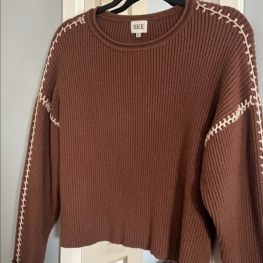 BKE Buckle Soft Chocolate Mocha Knit Chunky Sweater XS